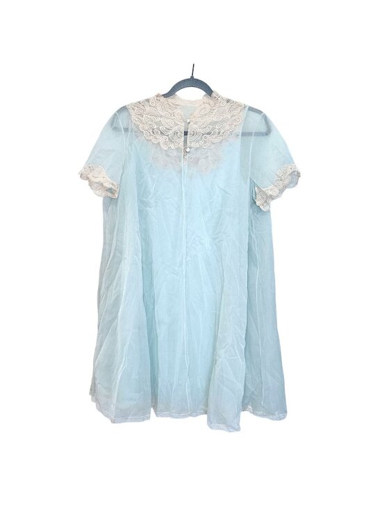 Vanity Fair Other - Vanity Fair Vintage 60s Chiffon Blue & Cream Nightgown Sheer Gown & Robe Small